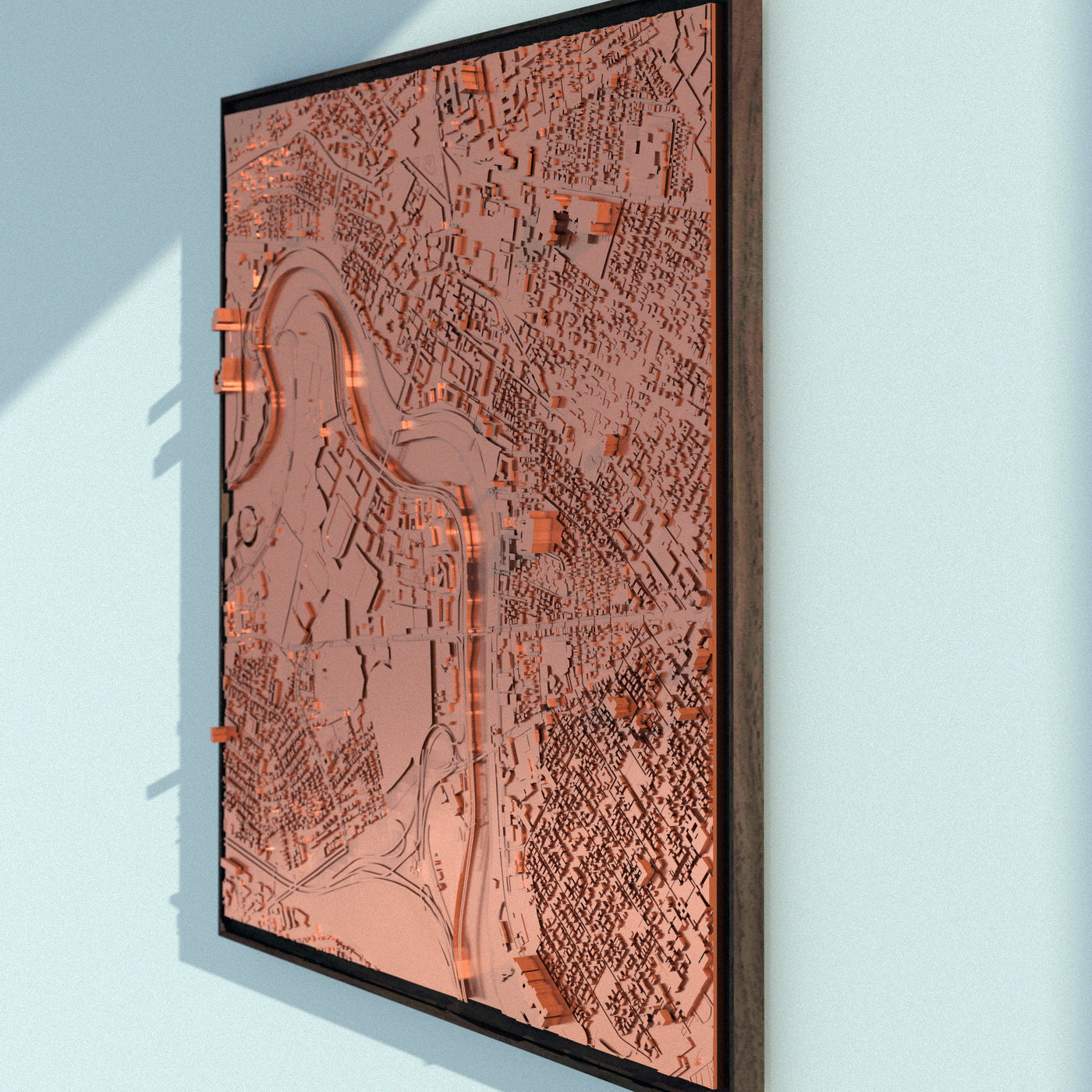 Custom 36" x 36" Copper Finish Model (38" x 38" Framed) - Harvard Campus & Surrounding Area