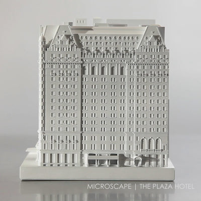 Detailed 1:700 scale model of the Plaza Hotel in white.