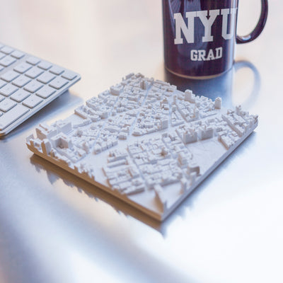3D-Printed aerial scan of the western portion of Washington Square Park and the NYU campus area
